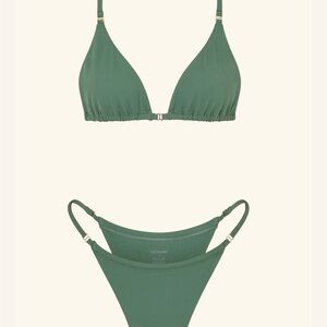 Gooseberry Intimates Sage Triangle Top Tanga Bottom Bikini - Medium